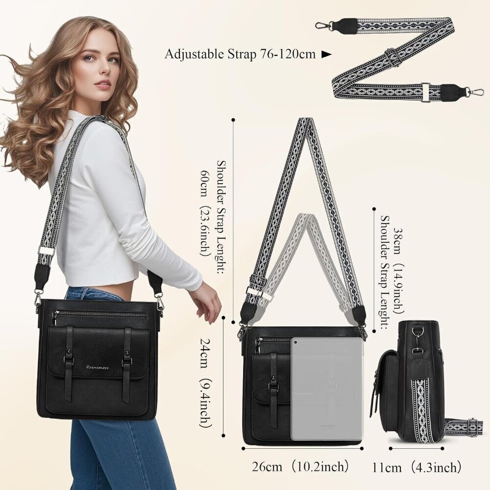 Women’s Black Waterproof Crossbody Shoulder Leather bags